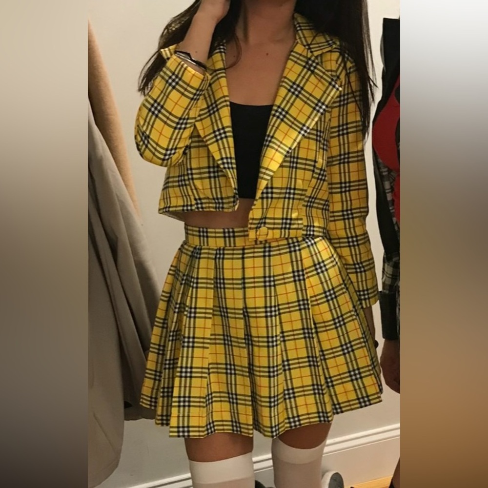 Vibrant Yellow Plaid Skater Skirt